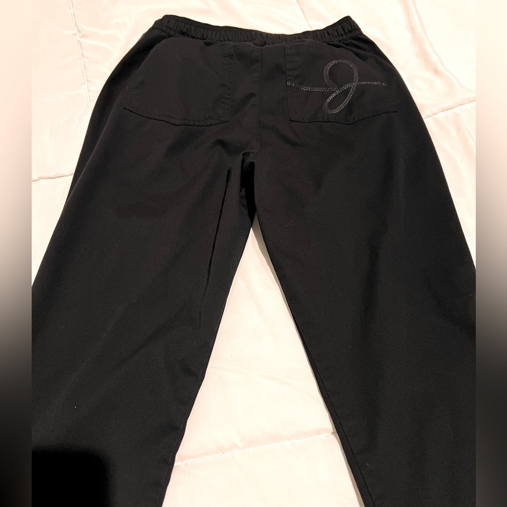 Jaanuu Straight Leg Scrub Pants with Embroidered Back Pocket- black, x-small